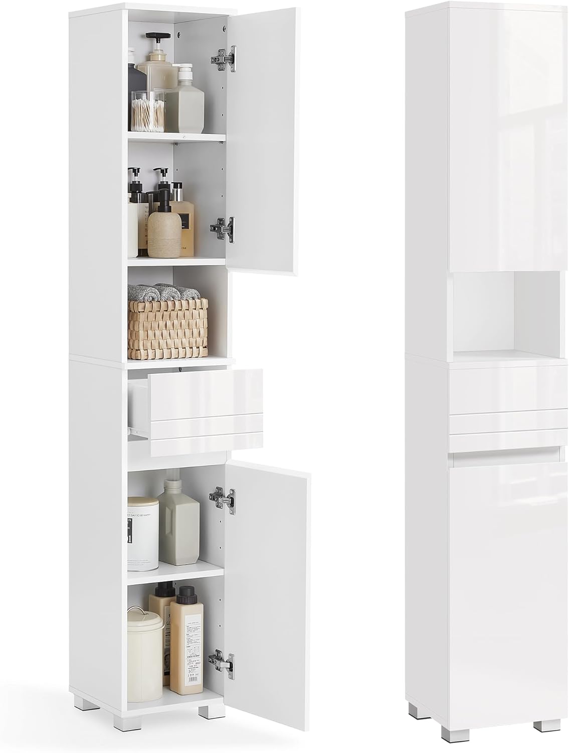 VASAGLE - armoire de salle de bain - 30x30x170 cm - tiroir, étagères réglables, compartiments - BBC560P31