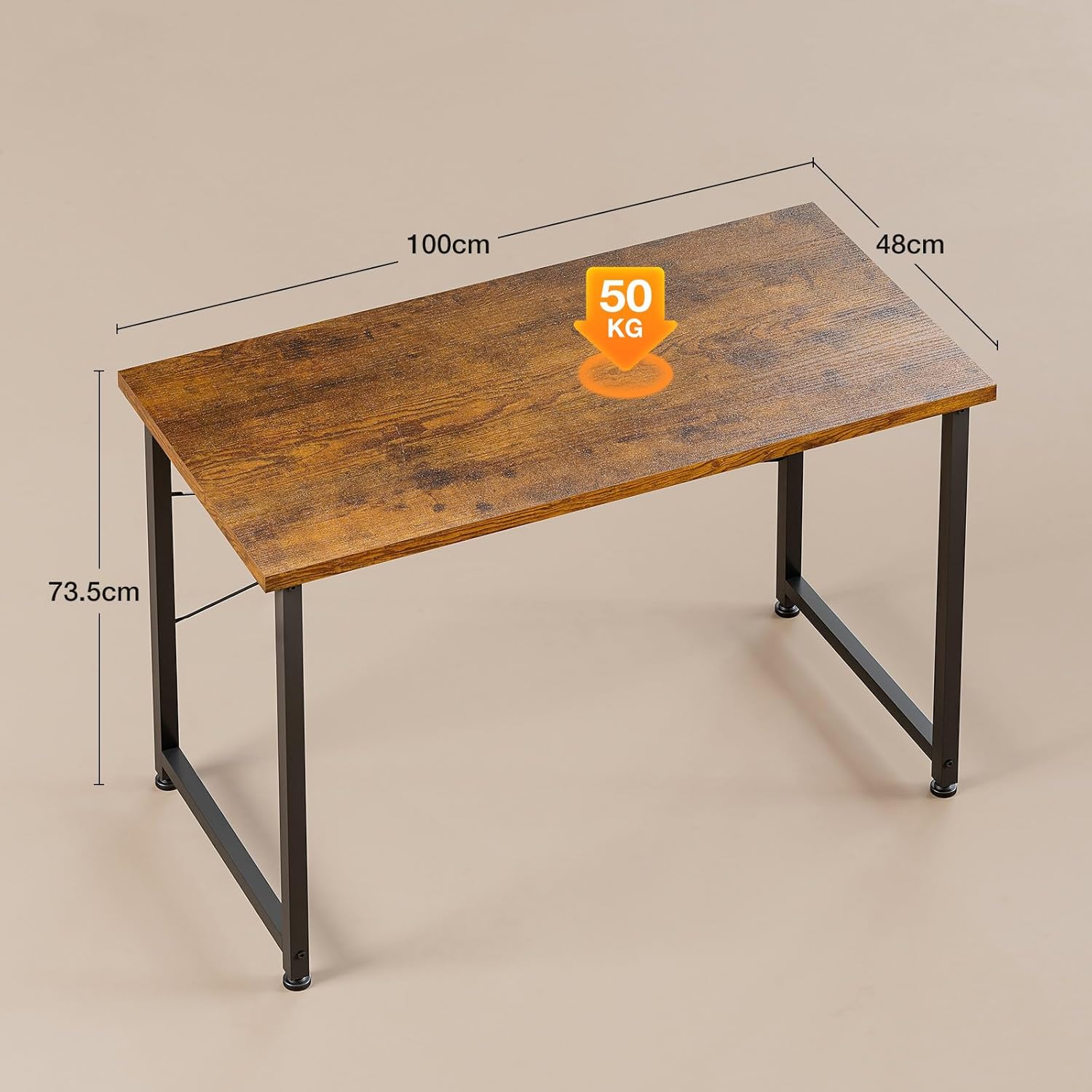 ODK - Bureau d’ordinateur série étude - 100x48cm - compact et marron