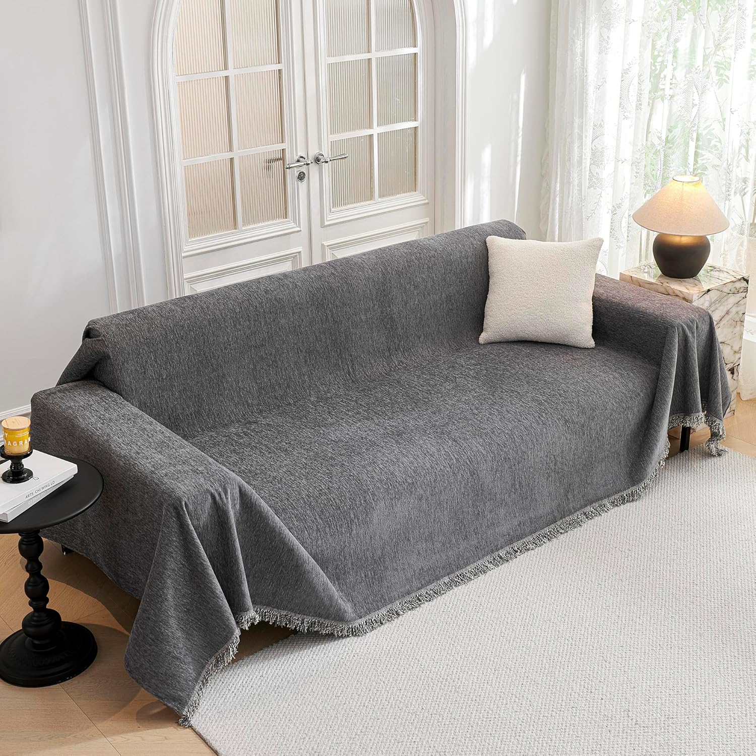 MYSKY HOME - housse canapé protection animaux - 180x260cm - antirayures, gris foncé