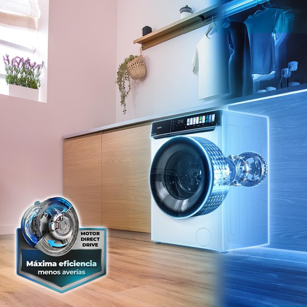 Cecotec - lave-linge frontale - capacité 8 kg - 15 programmes - 60x60x85 cm