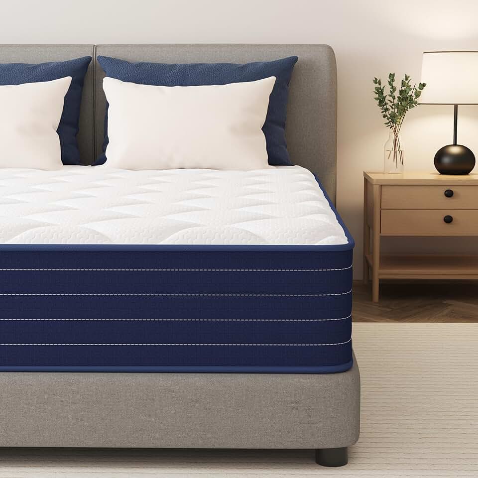 PurrJoys - Matelas hybride 140x190cm, ressorts ensachés, mémoire de forme, soutien moyen, respirant, CertiPUR-US Oeko-TE