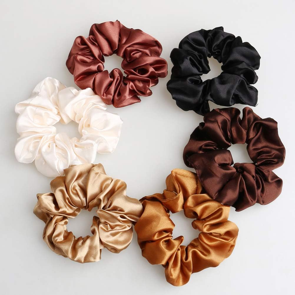 Nuoshen - chouchous satin colorés - lot de 6 - élastiques doux et résistants