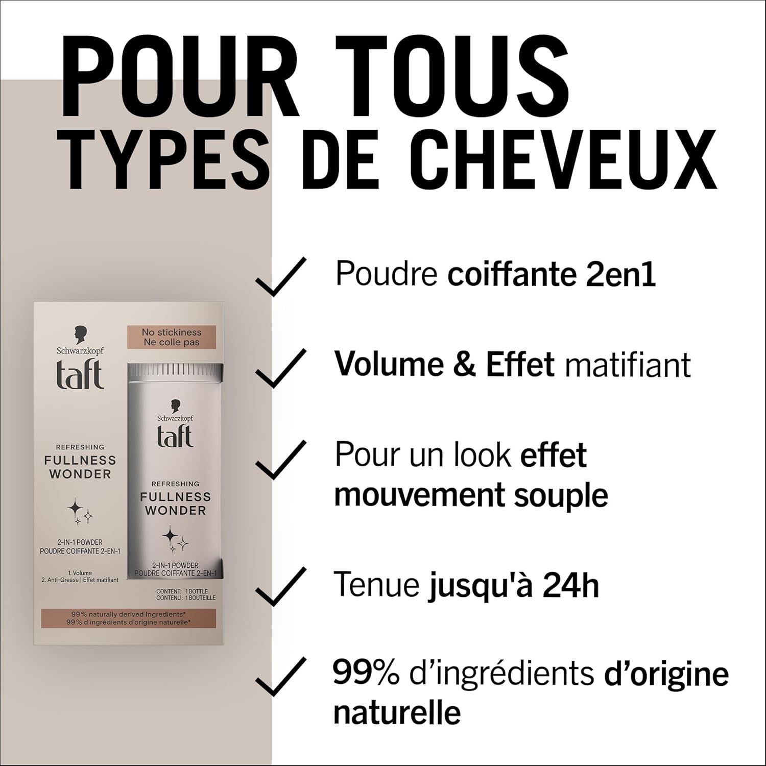 Schwarzkopf - Taft Poudre Coiffante 10g - volume, effet mat, 99% naturel