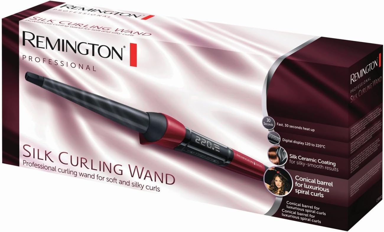 Remington - boucleur Silk série conique 13-25mm, céramique, 11 réglages, écran LCD, CI96W1
