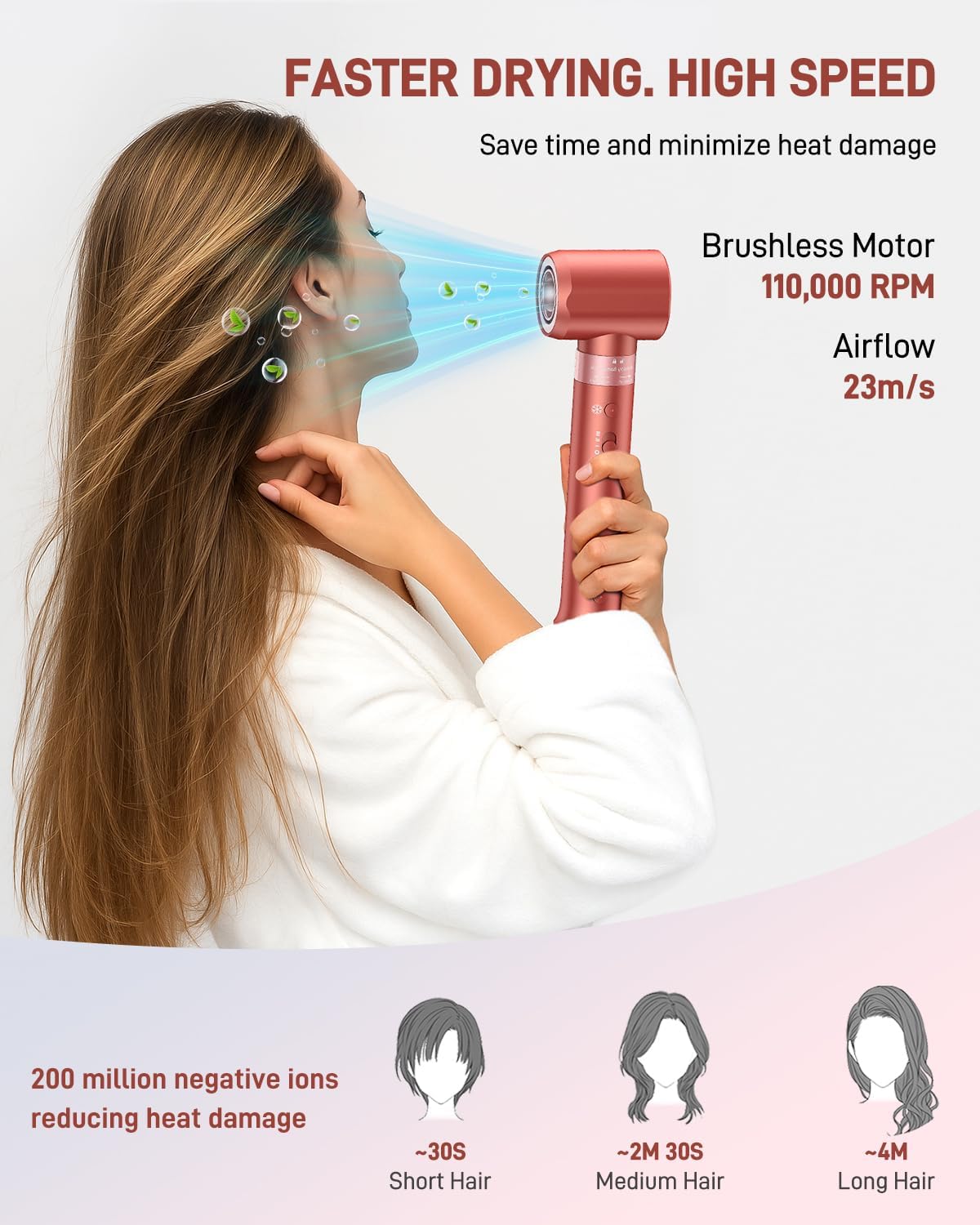 Sèche-cheveux 5 en 1 - air styler, séchage rapide, anti-frisottis, lissage, rangement