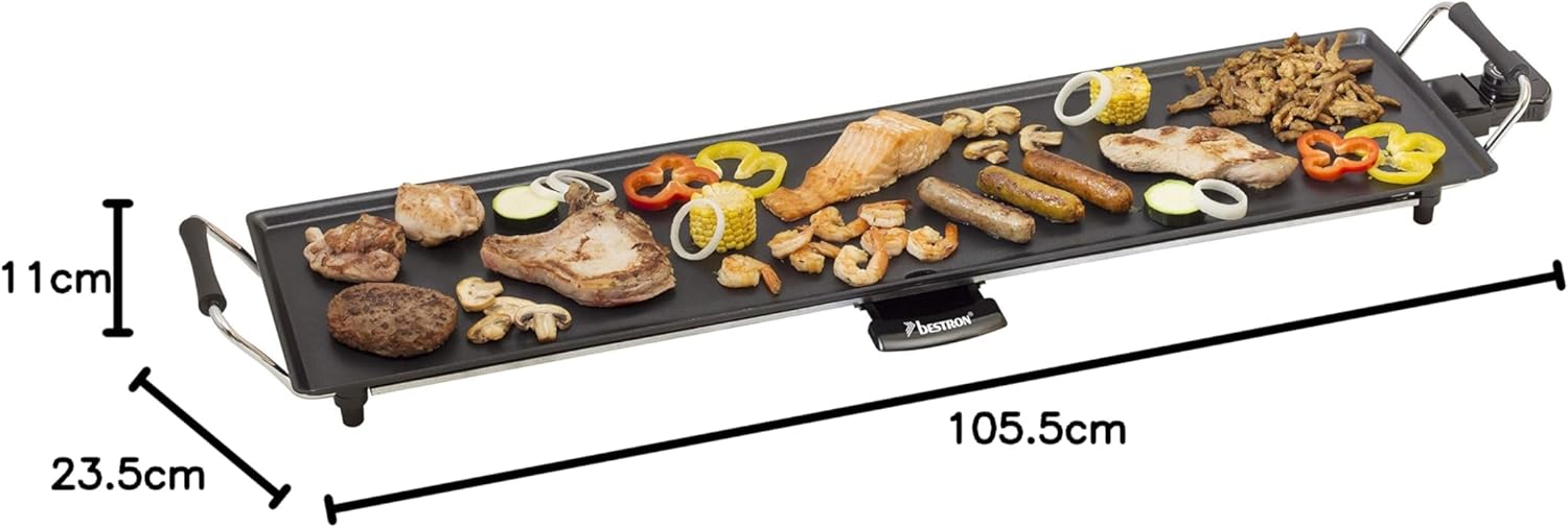Bestron - Plancha XXL - surface extra longue - antiadhésif, 8 pers