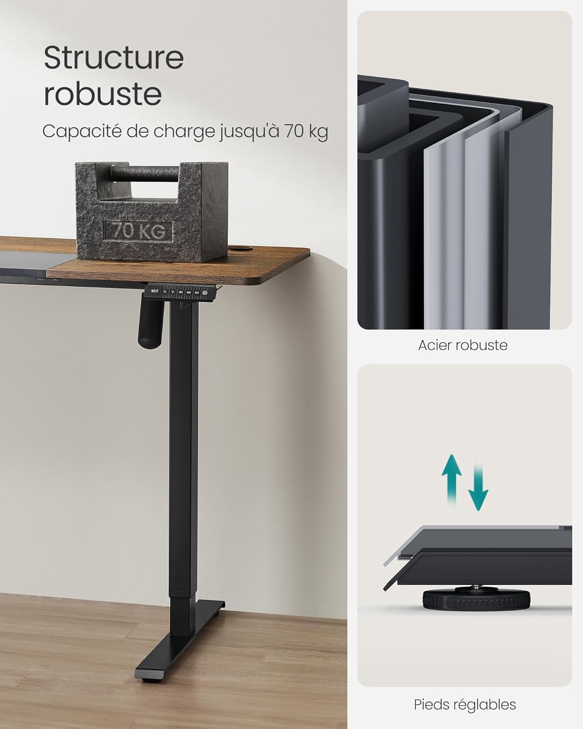 SONGMICS - bureau électrique réglable - 160x70 cm - 4 hauteurs mémoire - LSD026X01