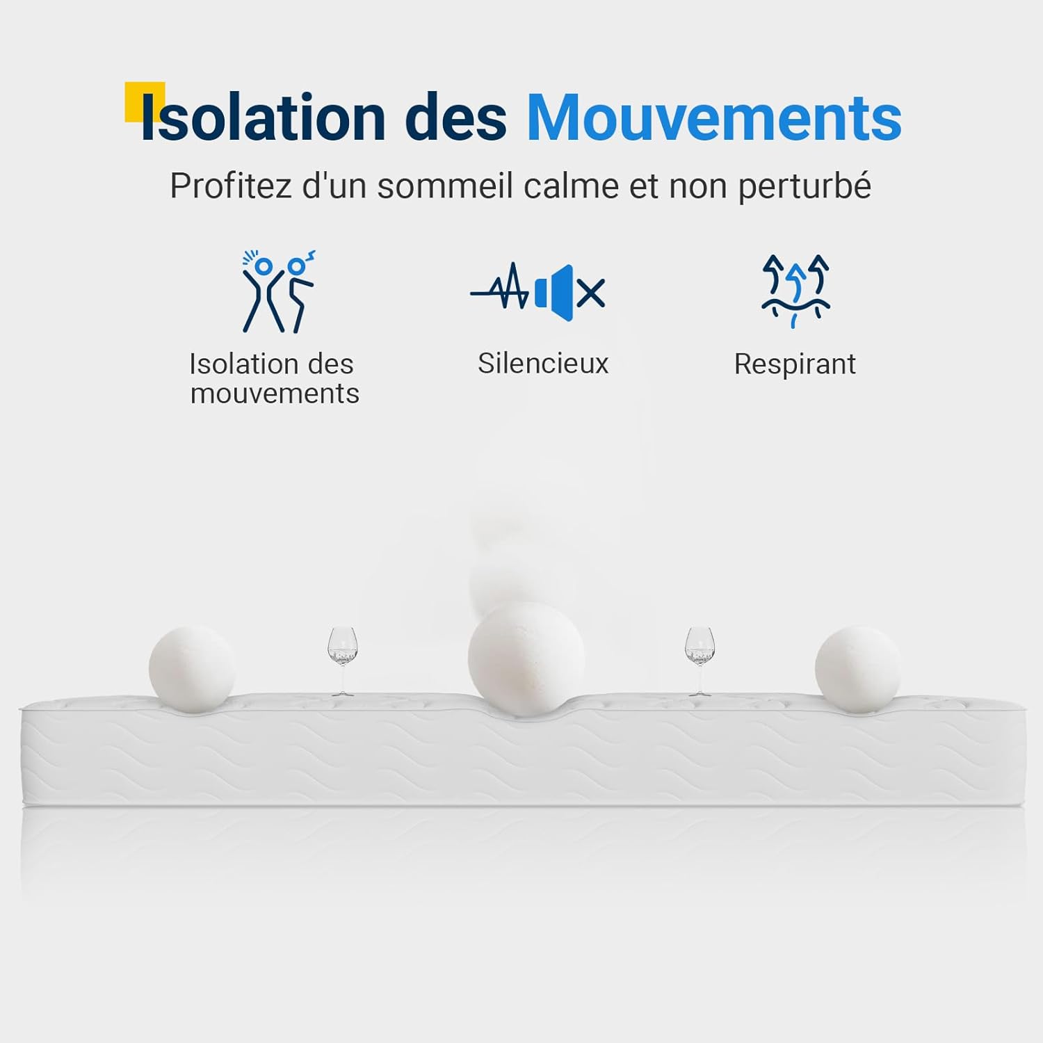 Avenco - matelas à ressorts ensachés - 160x200 - mousse confort, isolation mouvements, CertiPUR-US/Oeko-TEX