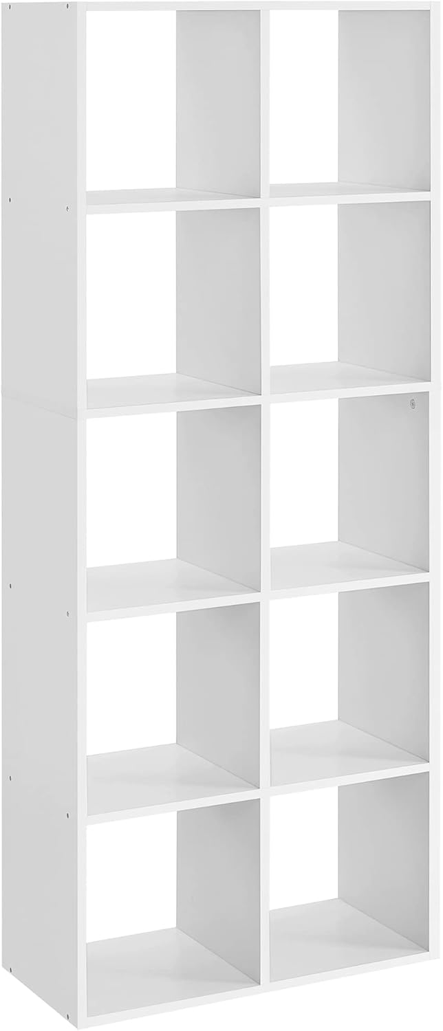 VASAGLE - Bibliothèque 10 cubes - blanc scandinave, séparateur, LBC168T14
