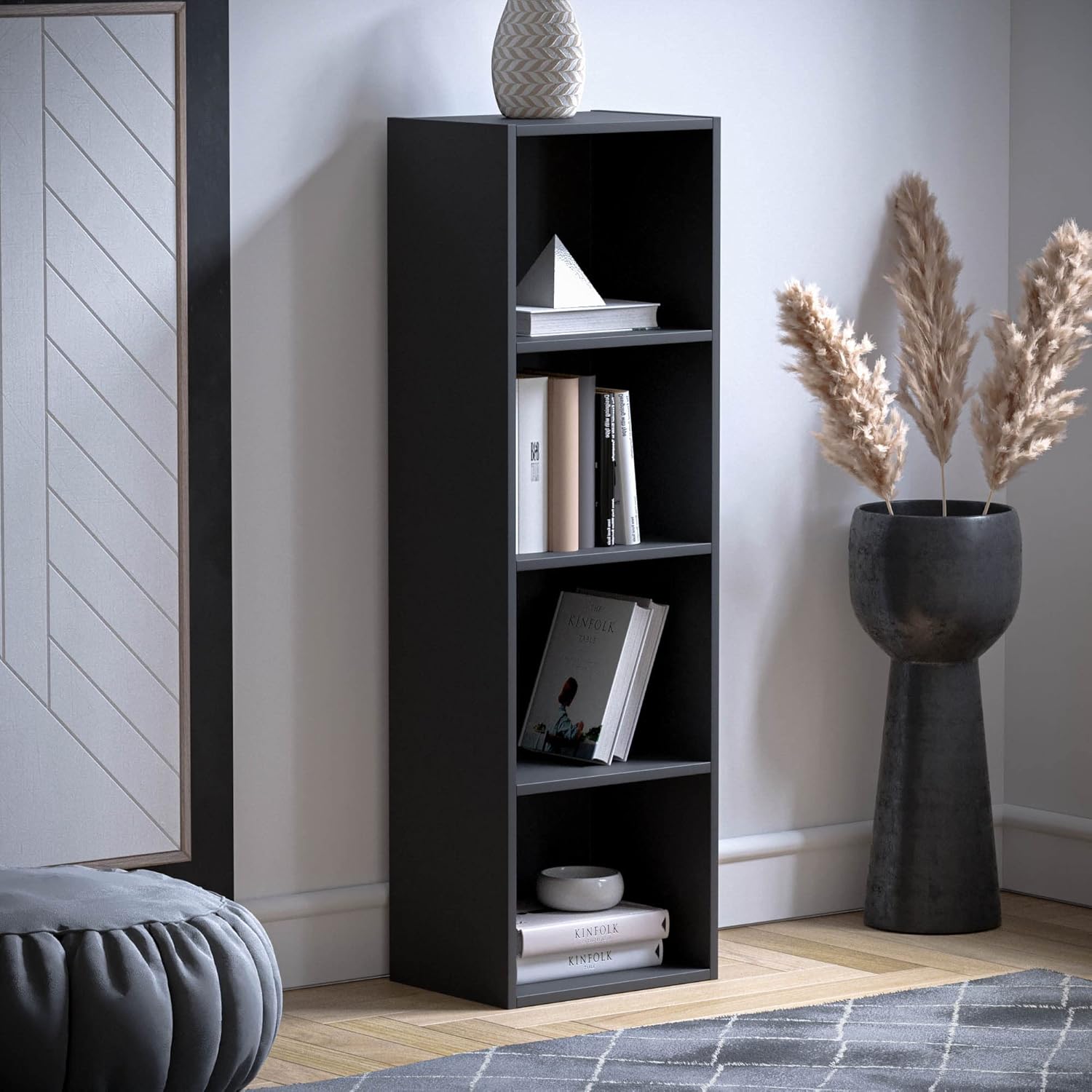 Vida Designs - Oxford série - 106x32x24 cm - bibliothèque 4 niveaux noire