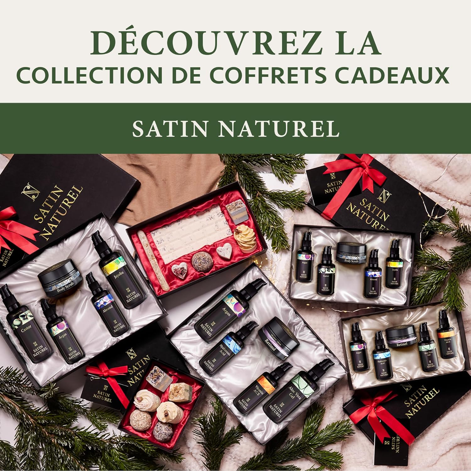 Satin Naturel – Coffret Beauté 5x30ml – Huiles naturelles et gommage corps