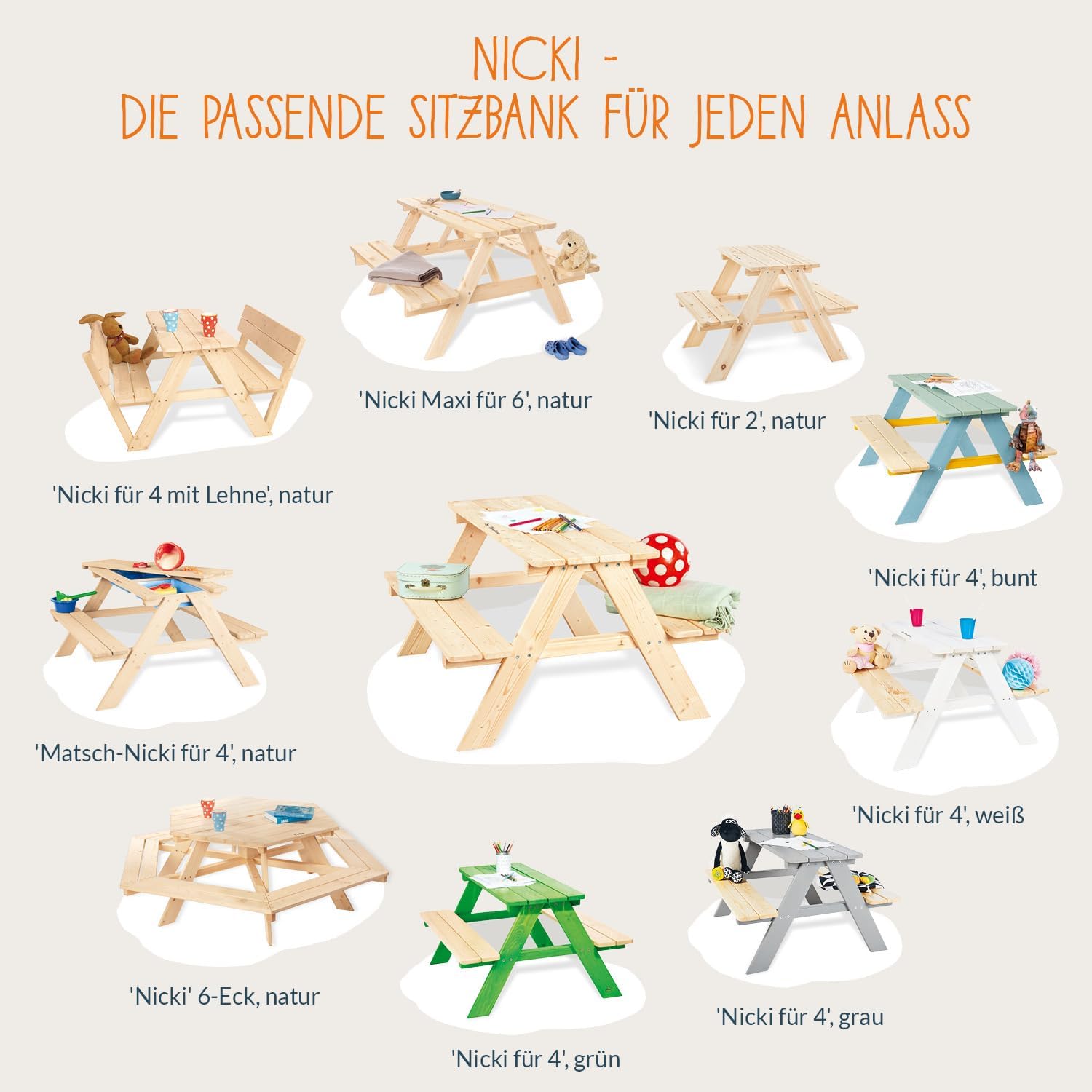 Pinolino - Nicki (série enfant) - table et chaises bois verni - 201616