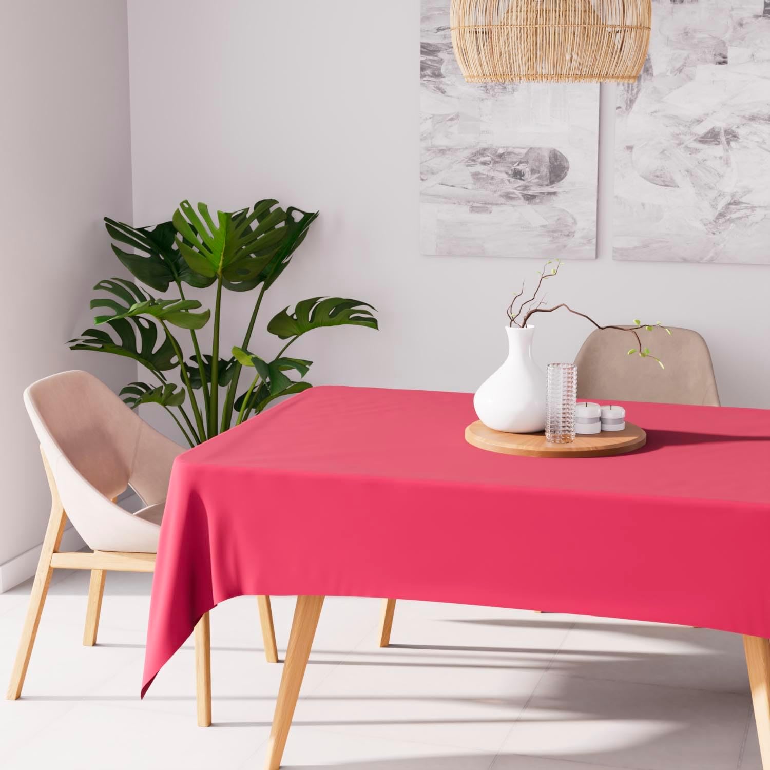 Soleil d'Ocre - Alix nappe rectangle anti-taches - 140x240 cm - polyester framboise
