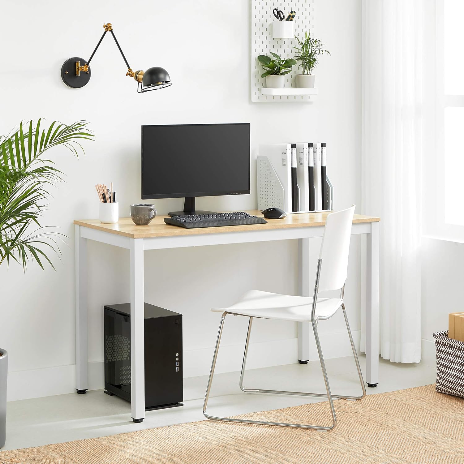 VASAGLE - table de bar LWD64N - 60x120x75 cm - bois et blanc, montage facile