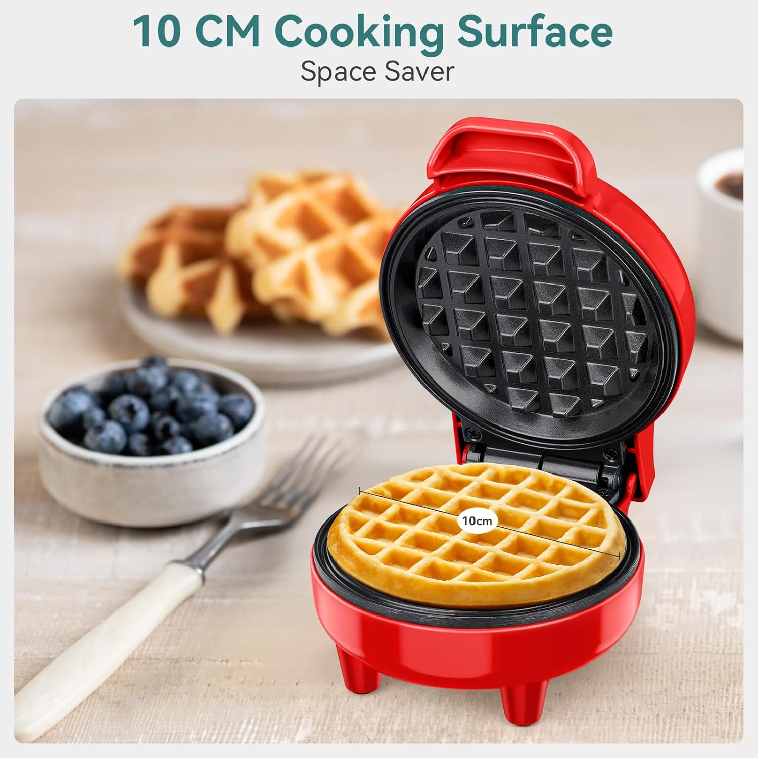 SNAILAR – Mini gaufrier rouge compact, 550W, design mignon