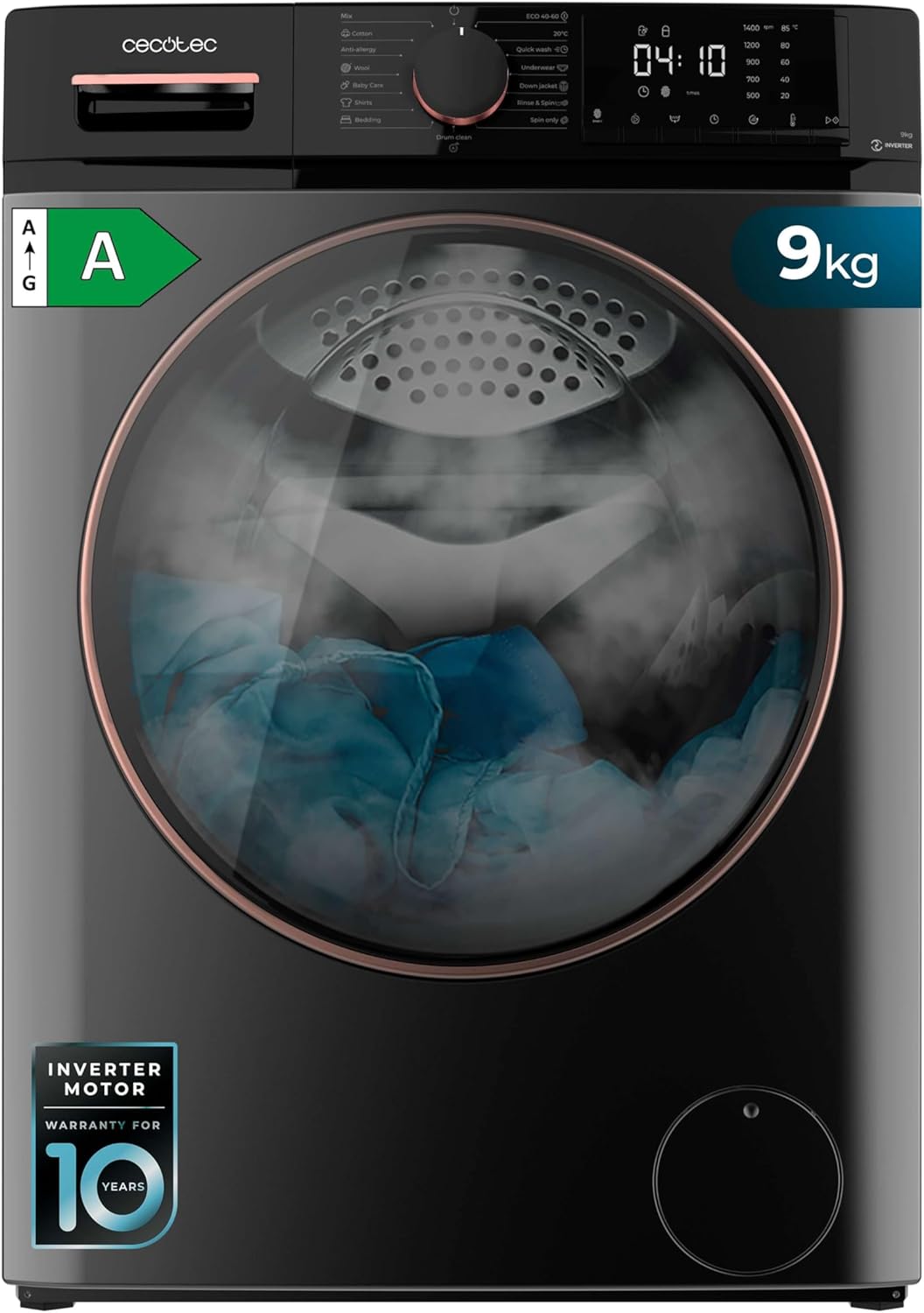 Cecotec - 9kg - 1400rpm, vapeur,
