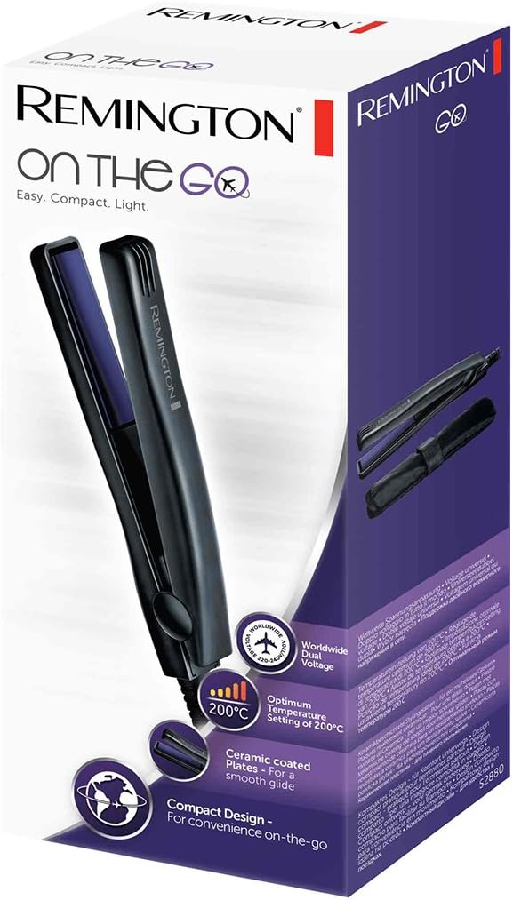 Remington - Mini lisseur On The Go - 15cm - céramique, 200°C, voltage universel, S2880