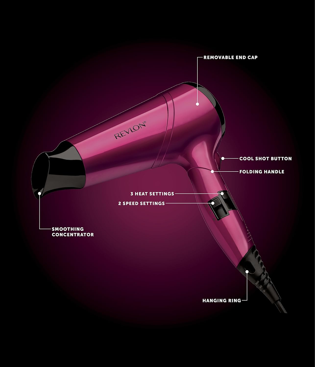Revlon - sèche-cheveux Perfect Heat, 2200W, manche pliable, Frizz Fighter - RVDR5229