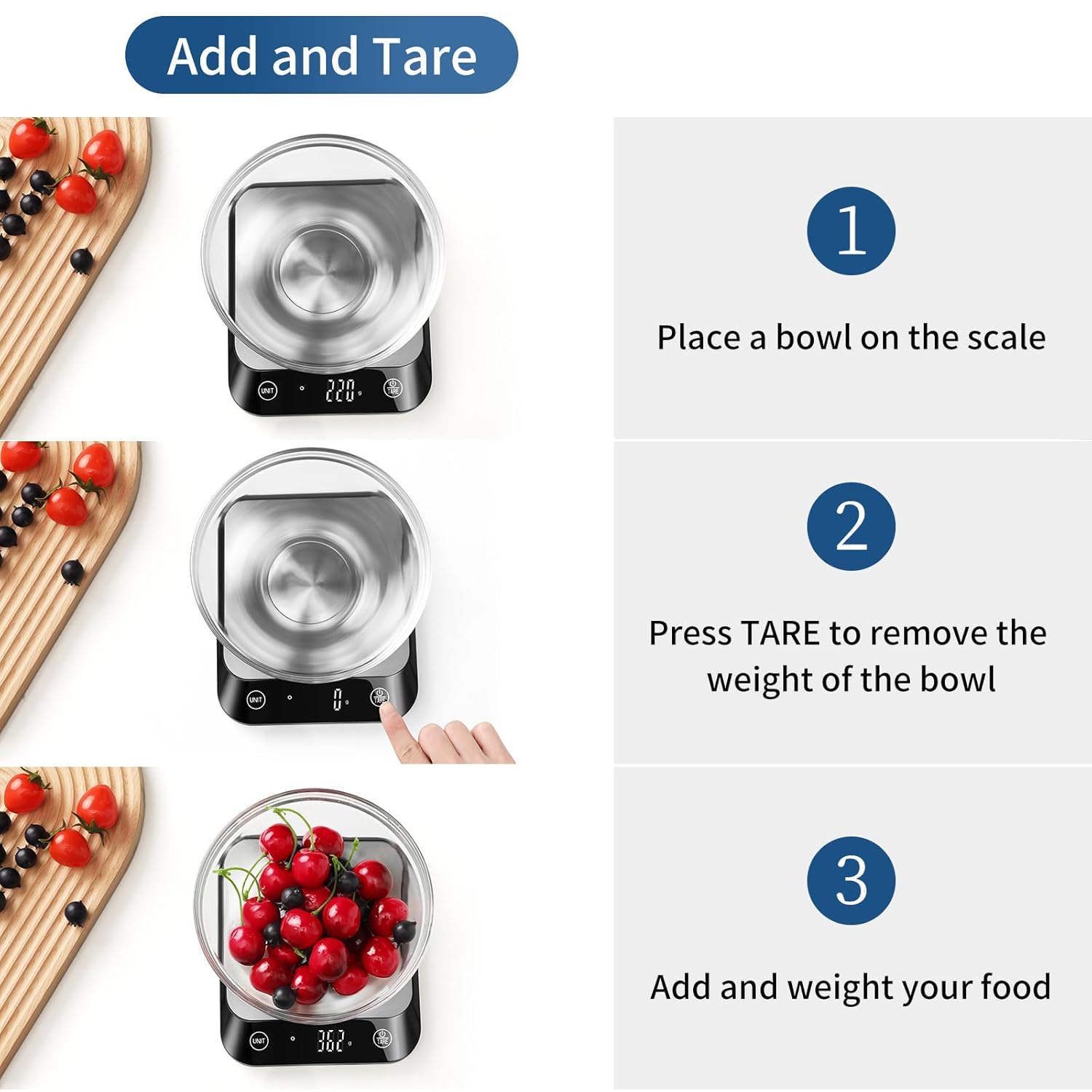 Vitafit - Balance numérique 10kg - inox - tare, 6 unités, pro