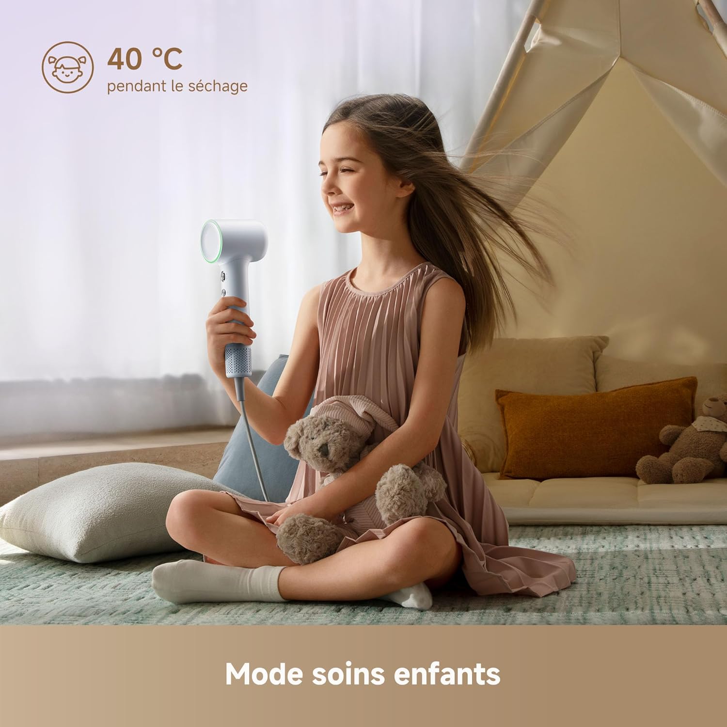 DREAME - Mini Flow - 270g - séchage rapide, moteur 100 000RPM, ions, 5 modes