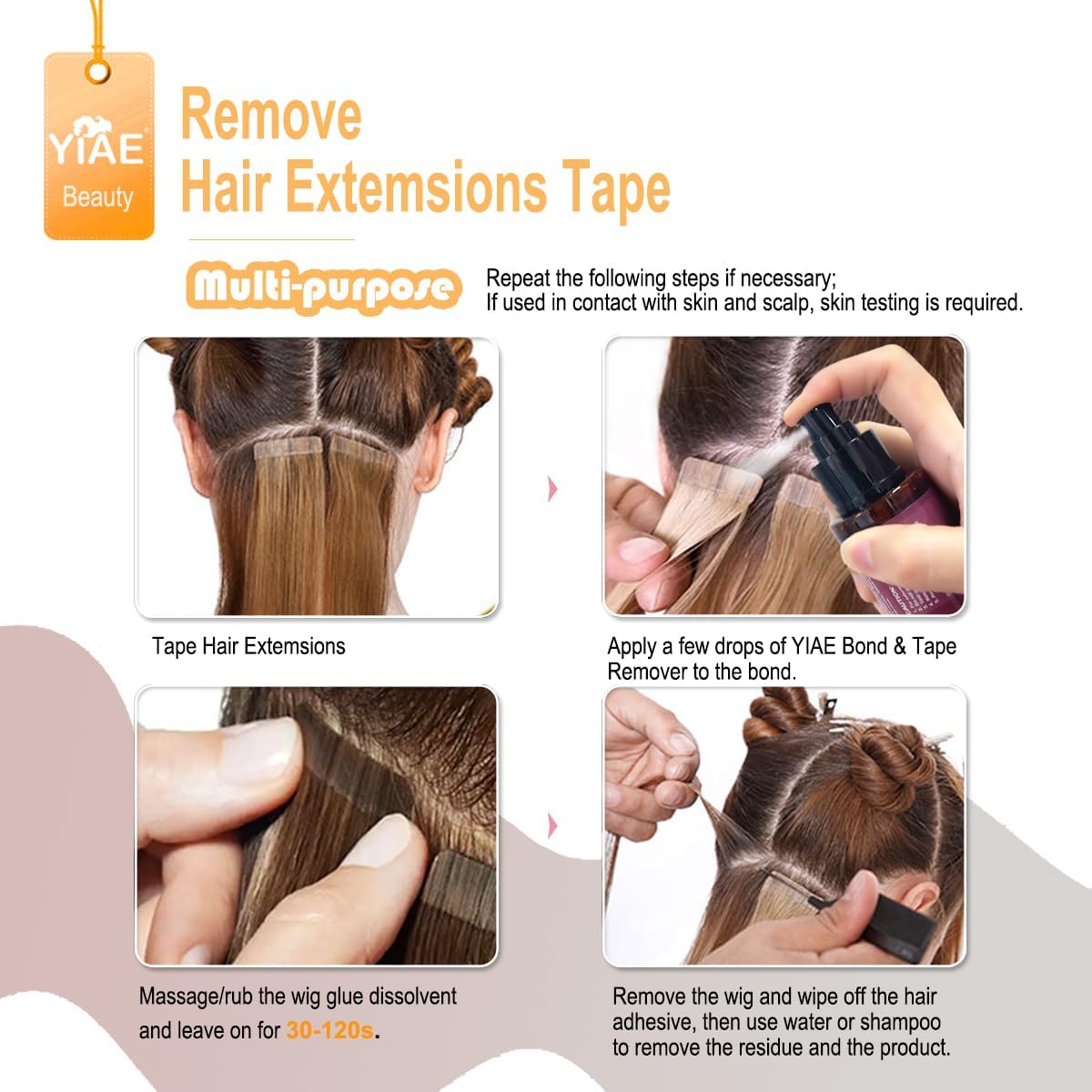 YIAE - dissolvant extensions cheveux 150ml - doux, rapide, efficace