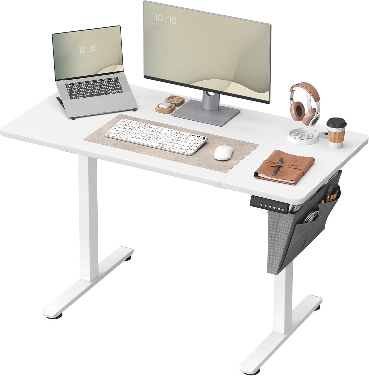 SONGMICS - bureau électrique assis-debout, 120x60 cm, mémoire 4 hauteurs, blanc, LSD132W01