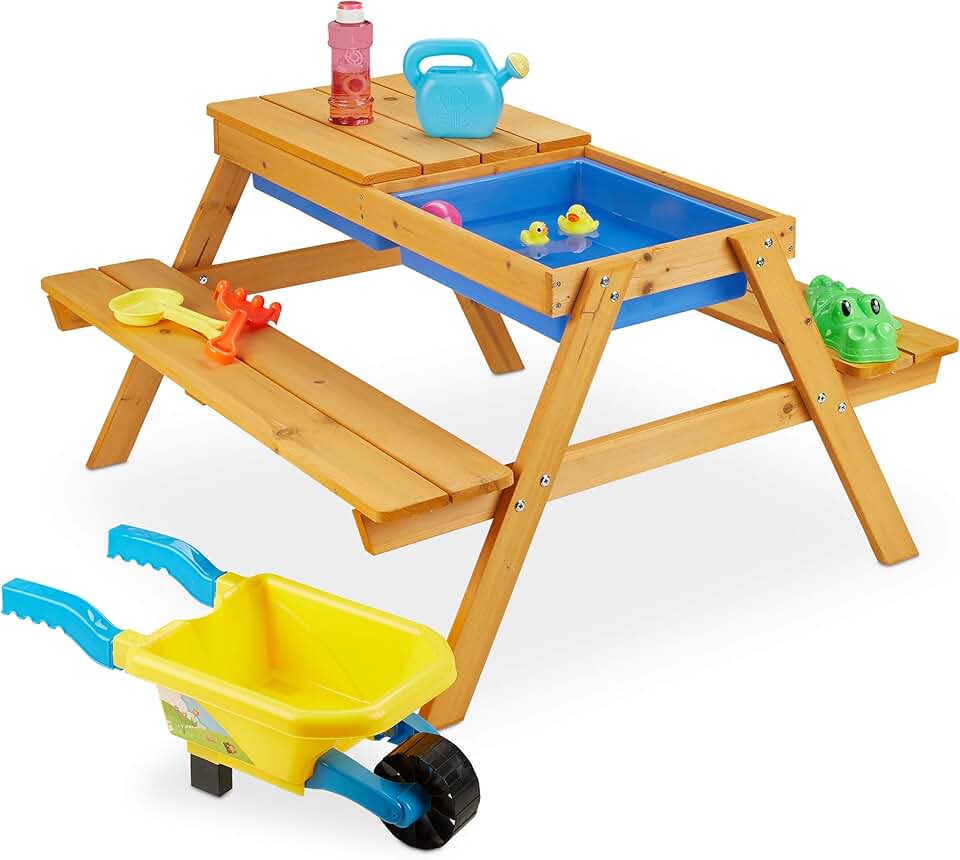 Relaxdays - Ensemble chaise table enfants 49x90x85 cm bois 2 en 1