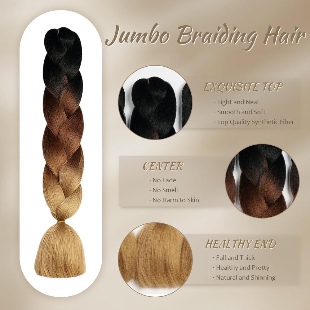 ShowJarlly - tresses jumbo 24'' - 5 packs, ombré synthétique