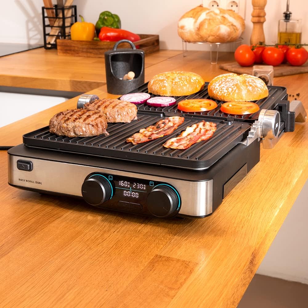 Cecotec - Rock'nGrill Dual - plaques amovibles - contrôle température - 2000W - ouverture 180°