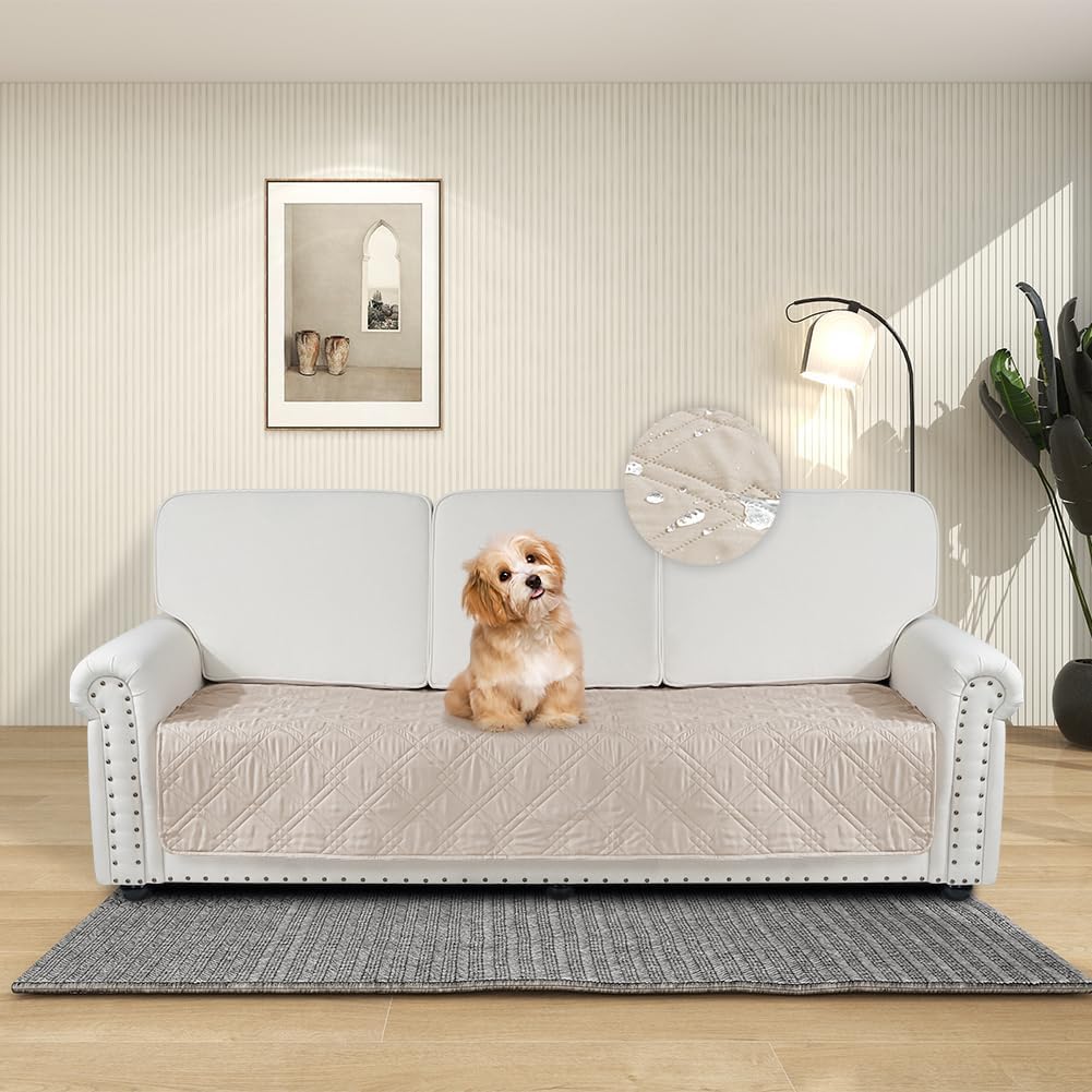 DUJUIKE - housse canapé imperméable antidérapante - 76-180 cm - protection chiens et chats Crème