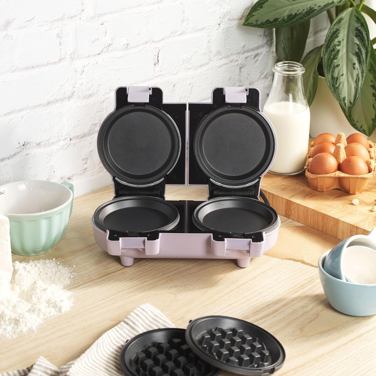 Giles & Posner – Snack Maker compact, plaques amovibles, 4 fonctions, violet pastel