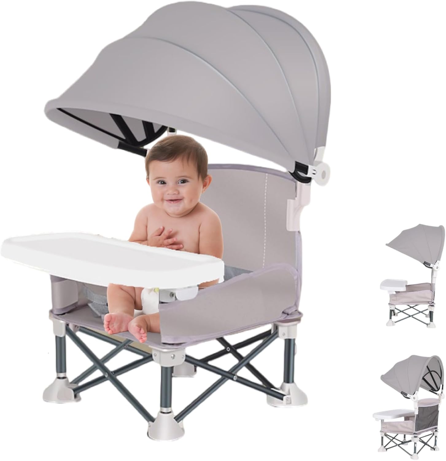 Little Bean - rehausseur pliable bébé - compact - plateau amovible, gris