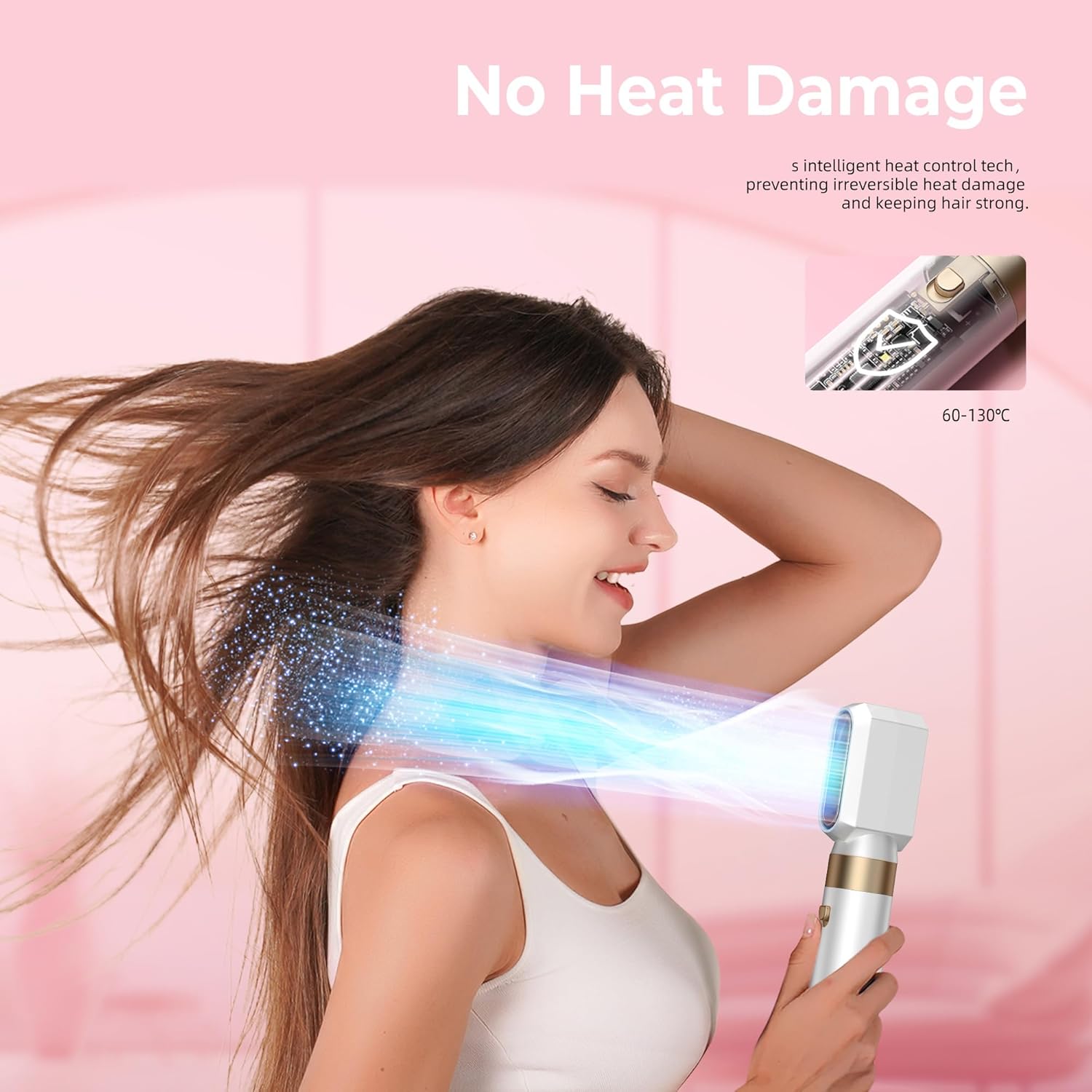 Brosse coiffante 6 en 1, 1000W, sèche-cheveux, air chaud