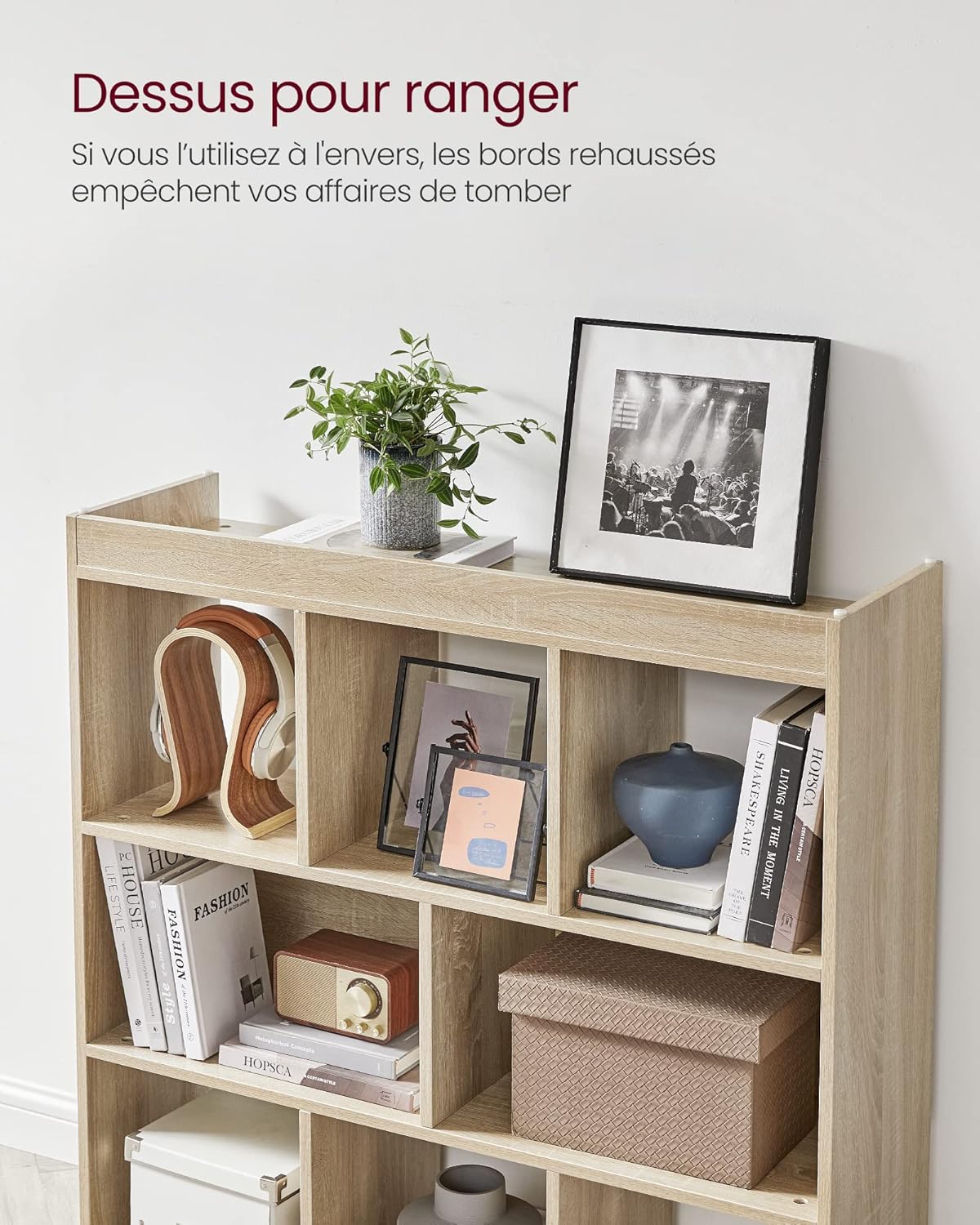 VASAGLE - étagère 8 cases - 30x97,5x100 cm - bois, modulable LBC52NL