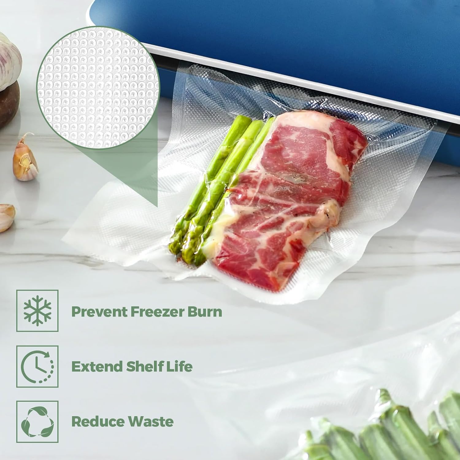 Sac Sous Vide Alimentaire - Sacs gaufrés 28x40cm, 100 pièces, sans BPA