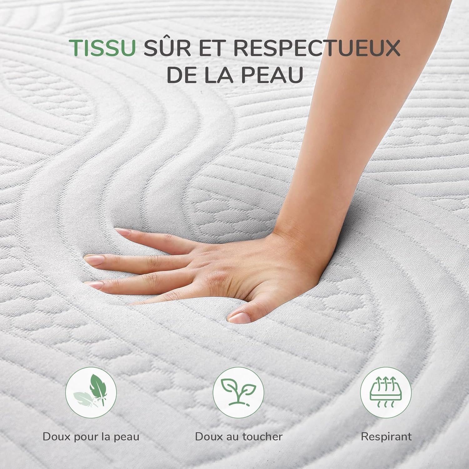 Novilla - surmatelas mémoire de forme 160x200 cm, 7,5 cm, housse lavable