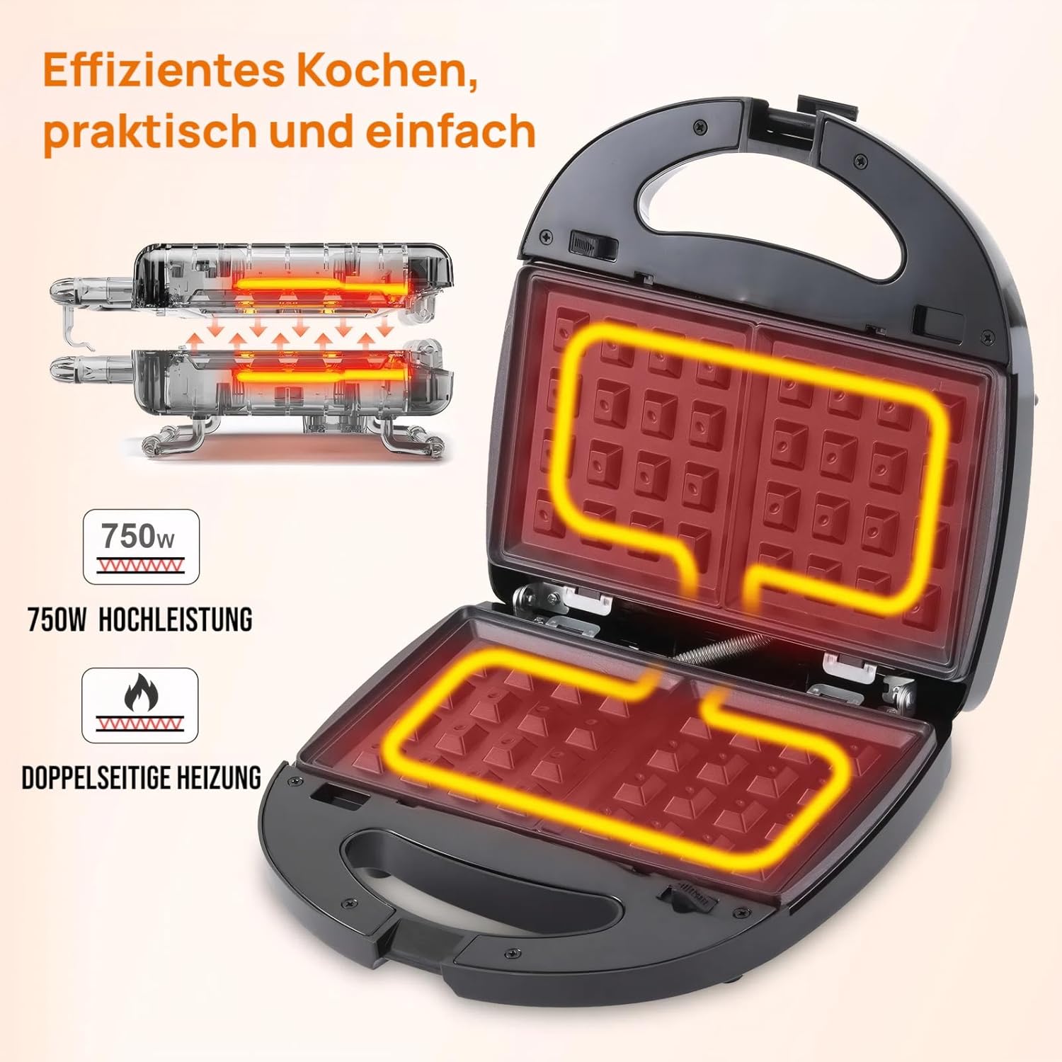 OKYUK - appareil à sandwich, 6 plaques, 750W, antiadhésif, petit-déjeuner