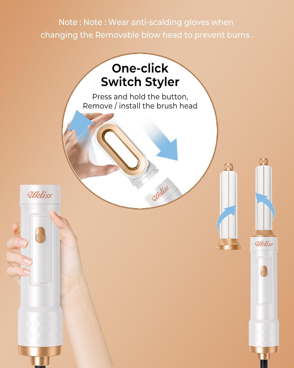 UKLISS - Air Styler Pro - 1000W - 6 en 1 airbrush, bouclage, lissage