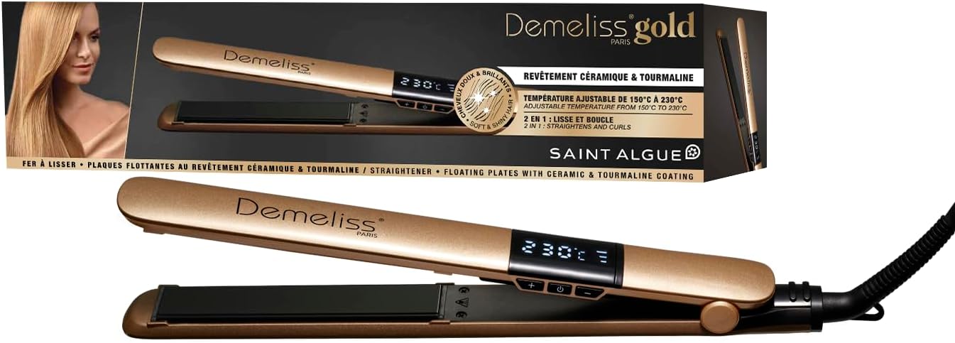 Saint Algue - Demeliss Gold - plaques fines - céramique, tourmaline, réglable 150-230°C