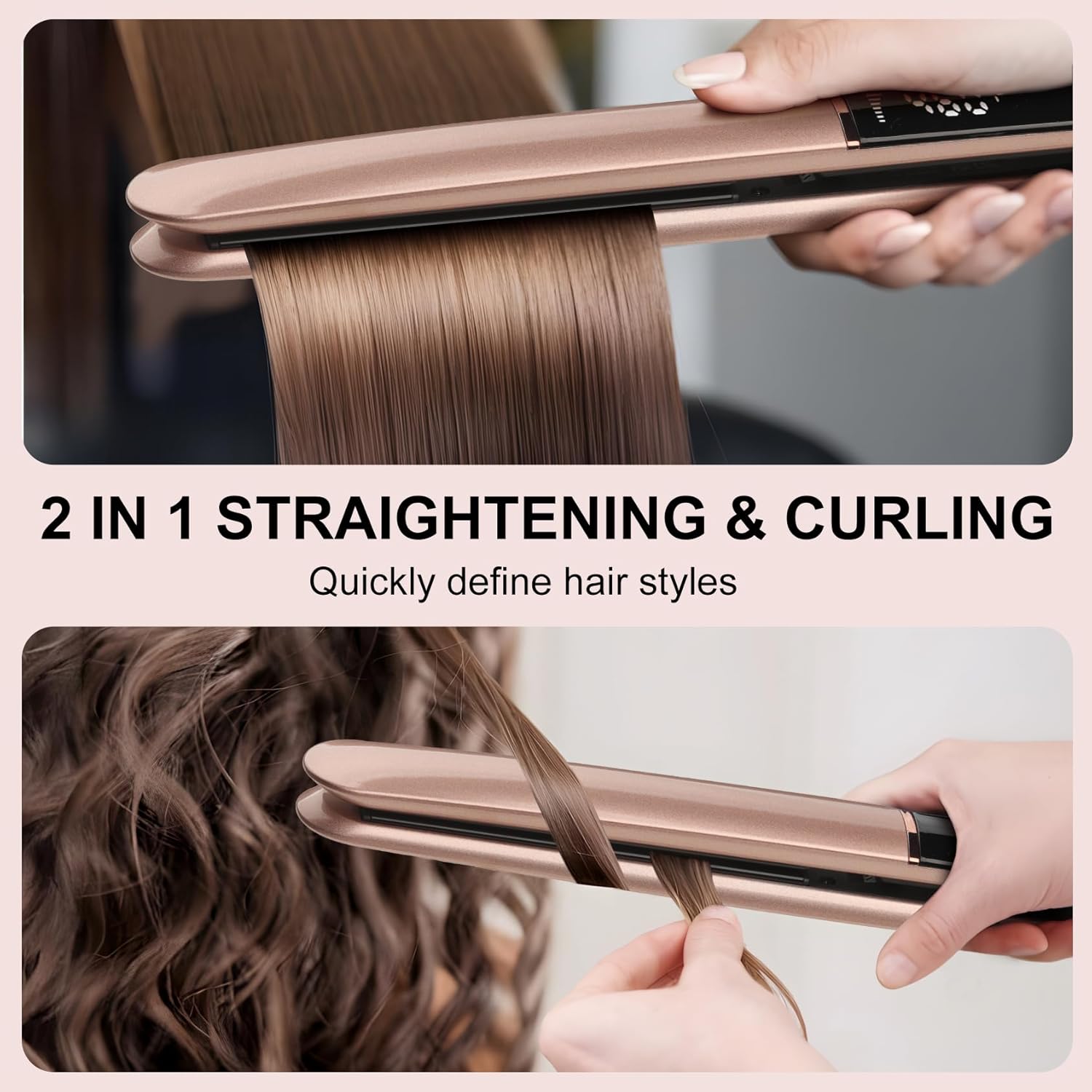 Lisseur cheveux 2 en 1 - céramique LCD 120-230°C - voltage universel