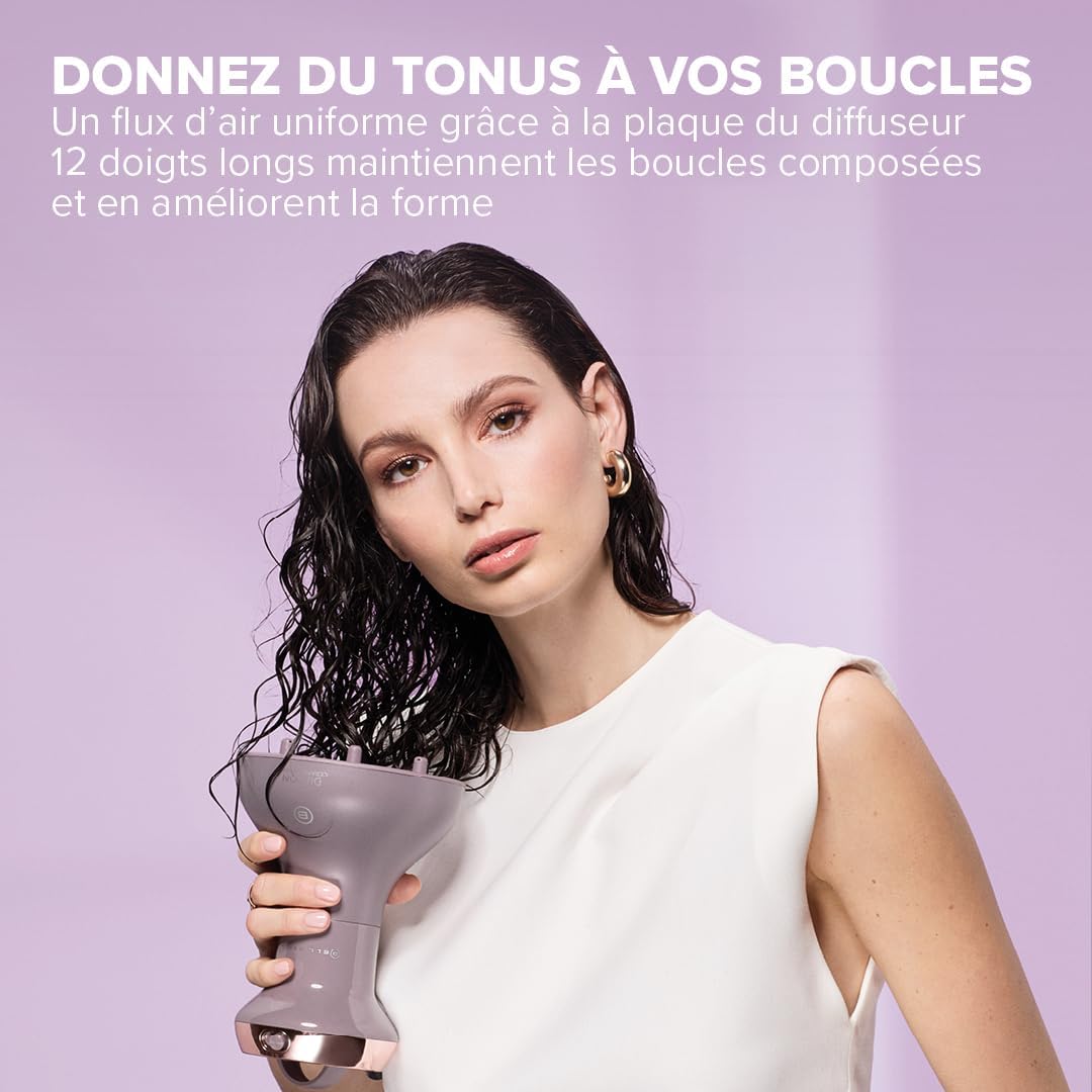 Belissima – Diffuseur Sèche-cheveux Pro – Gris Rose – Boucles, chaleur homogène, séchage rapide