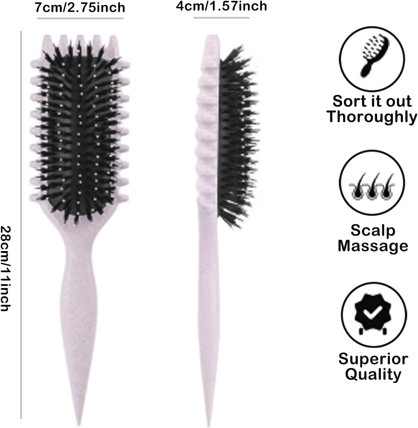Brosse à boucler - 28cm - Fixation et modelage des boucles, anti-frisottis