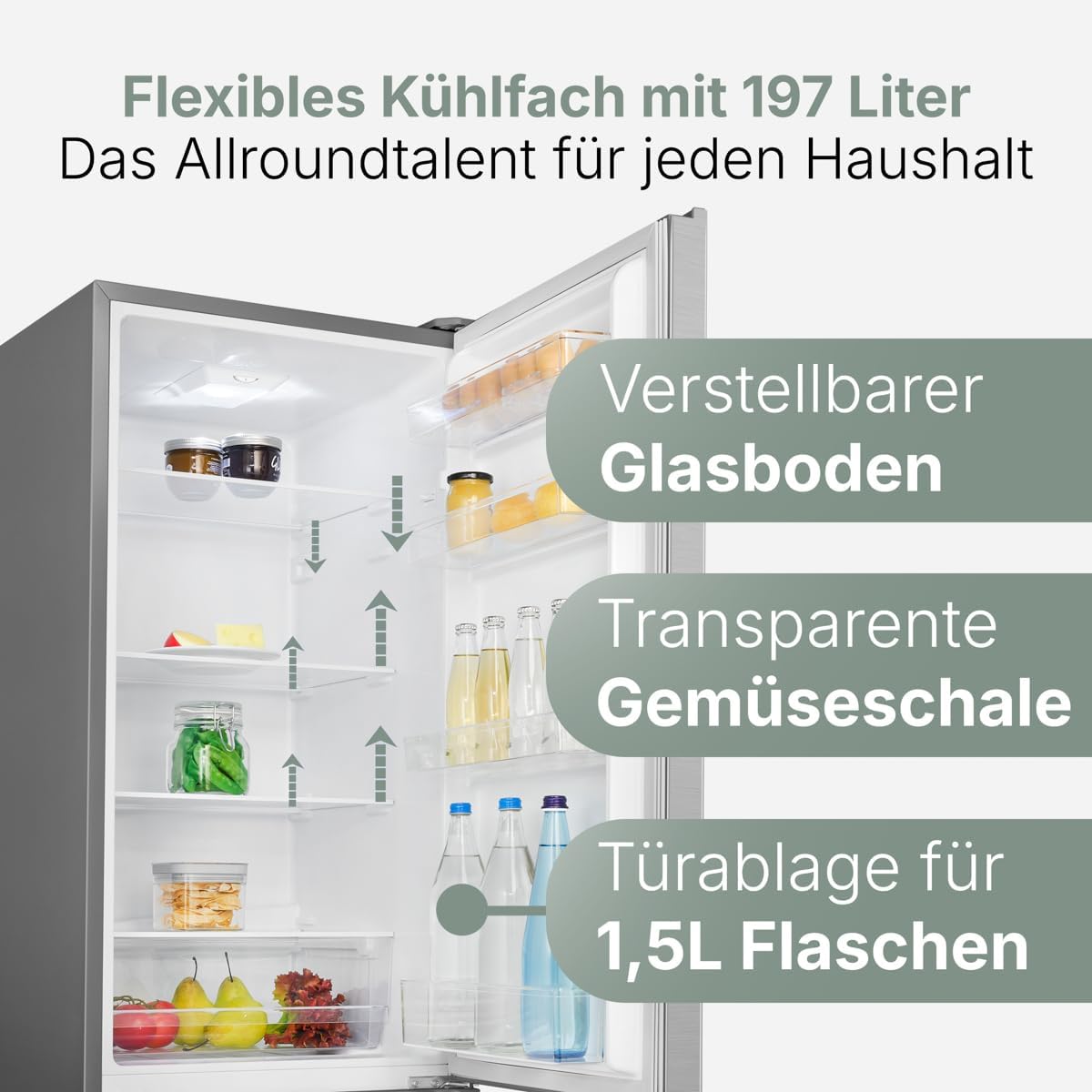 Bomann - 55cm, 268L, éclairage LED, inox