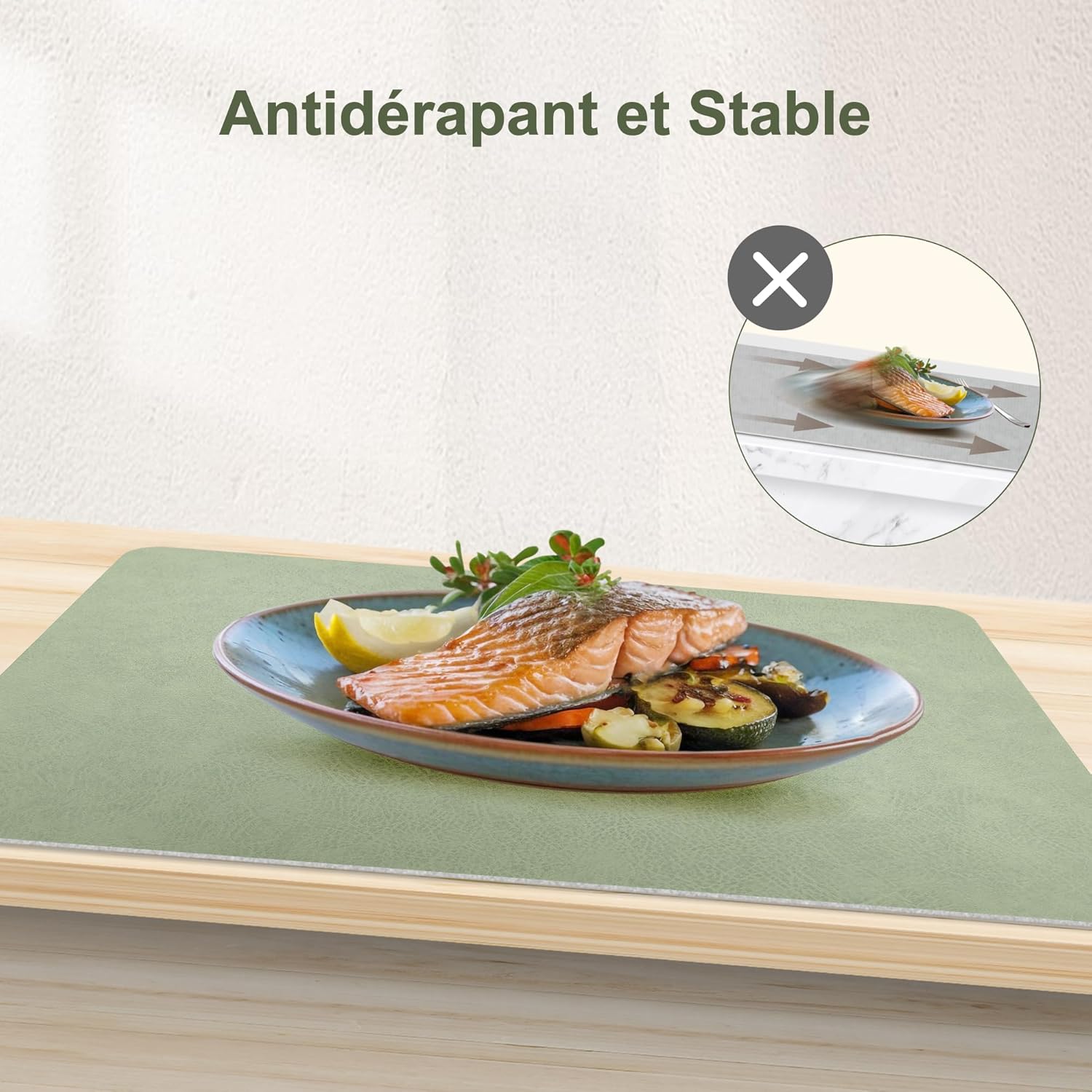 KitchenBoss - Set de table double face 43x30 cm - lot de 6 lavables antidérapants