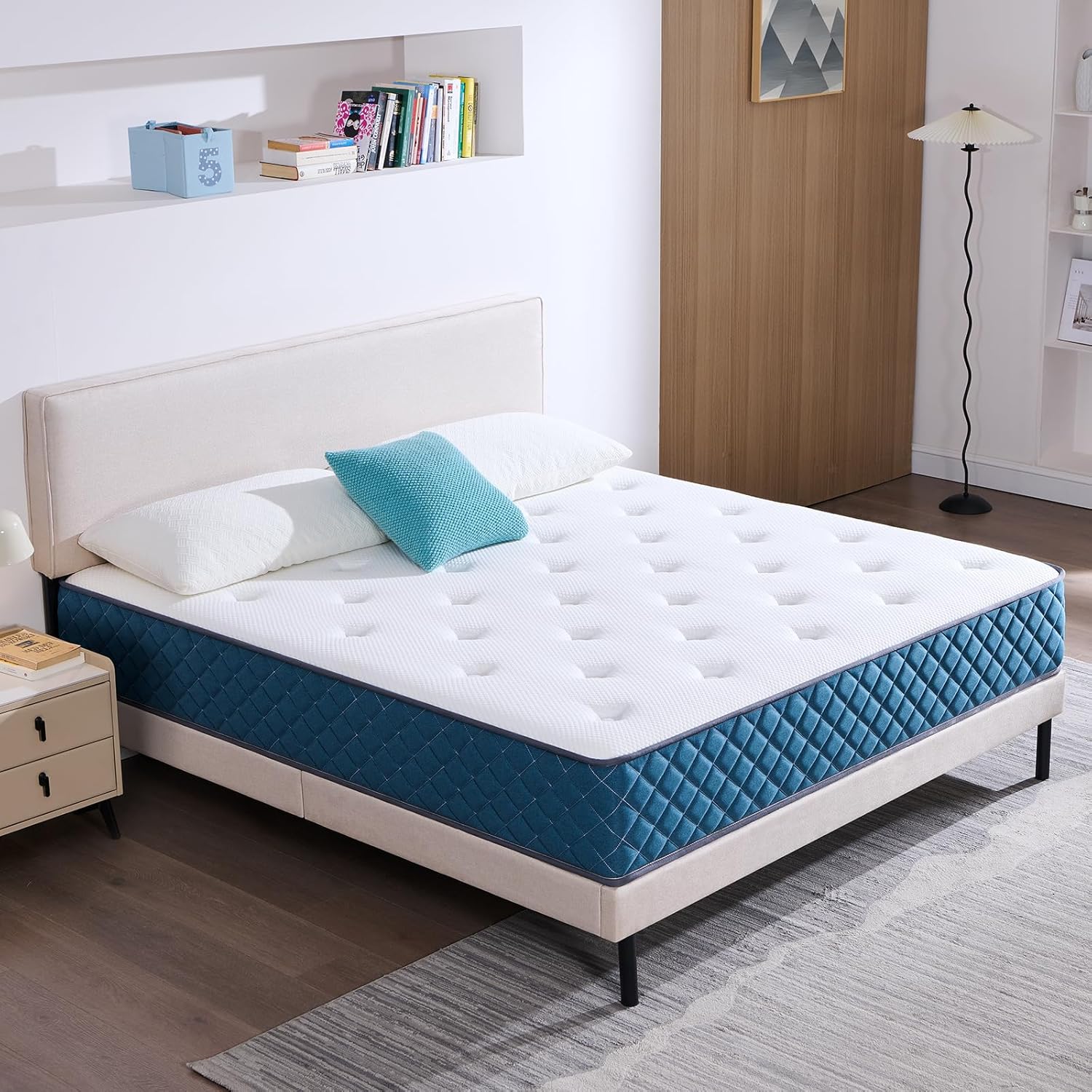 Matelas - à ressorts ensachés et mémoire de forme - 180x200x22 cm - soutien parfait, dureté moyenne, respirant