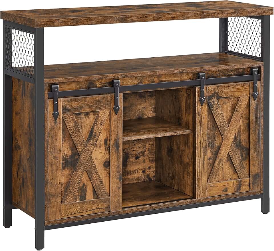 VASAGLE - Buffet de cuisine, 100x33x80cm, portes coulissantes, étagères réglables, LSC092B01