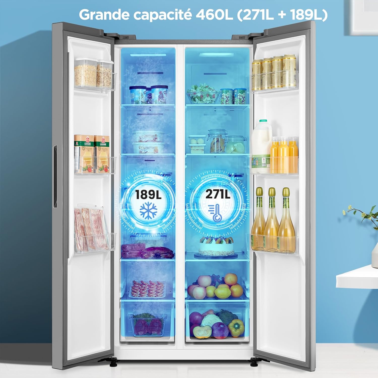 Comfee' - Réfrigérateur américain série Inox, 177,5cm, No Frost, 460L, RCS609IX2
