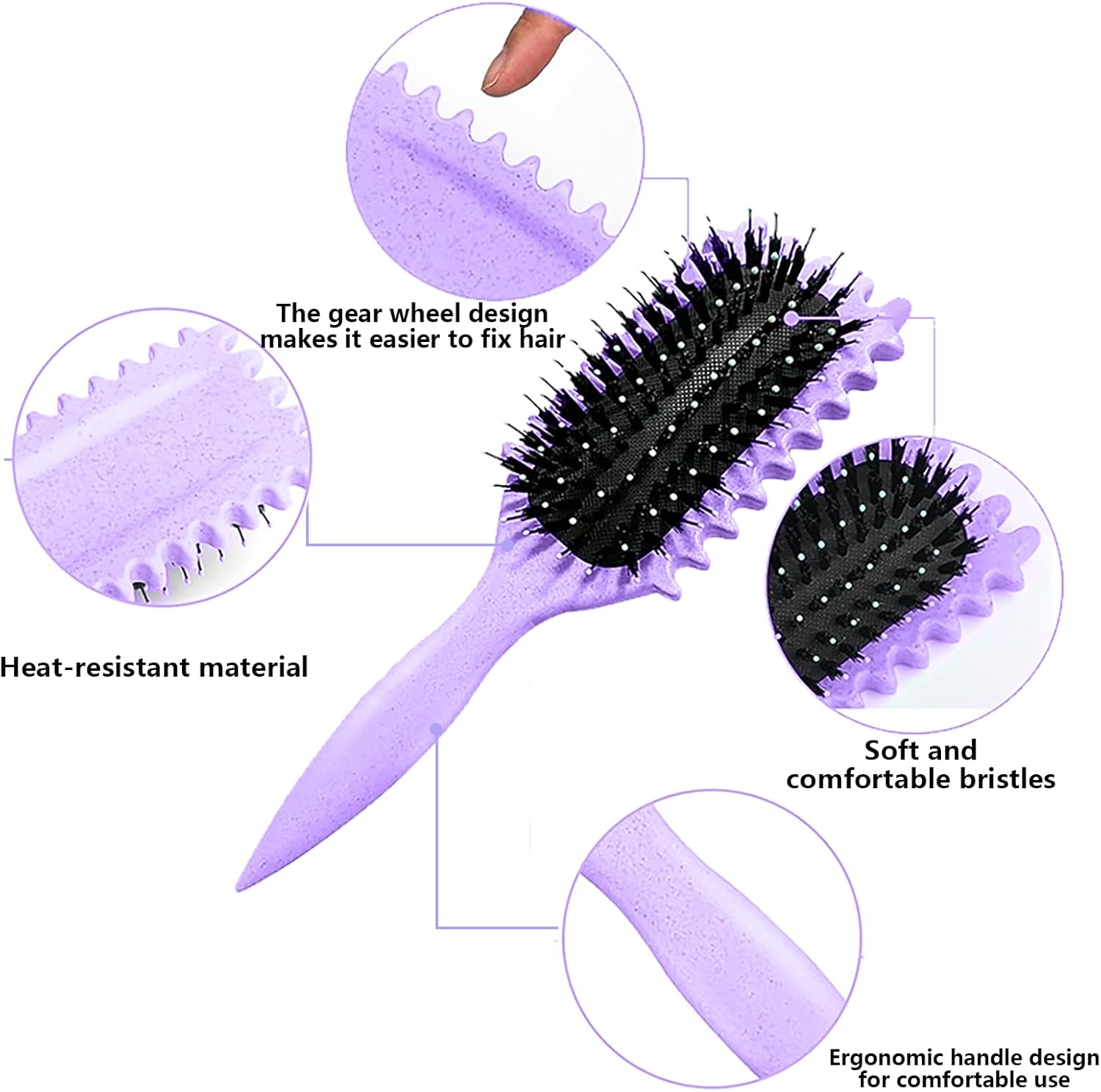 Brosse à boucler - Violet - 24cm - fixation et définition boucles
