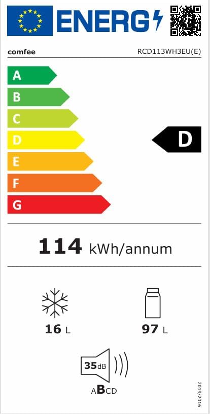 Comfee - réfrigérateur 113L compact, 1 porte, silencieux, congélateur 4* - RCD113WH3EU(E)