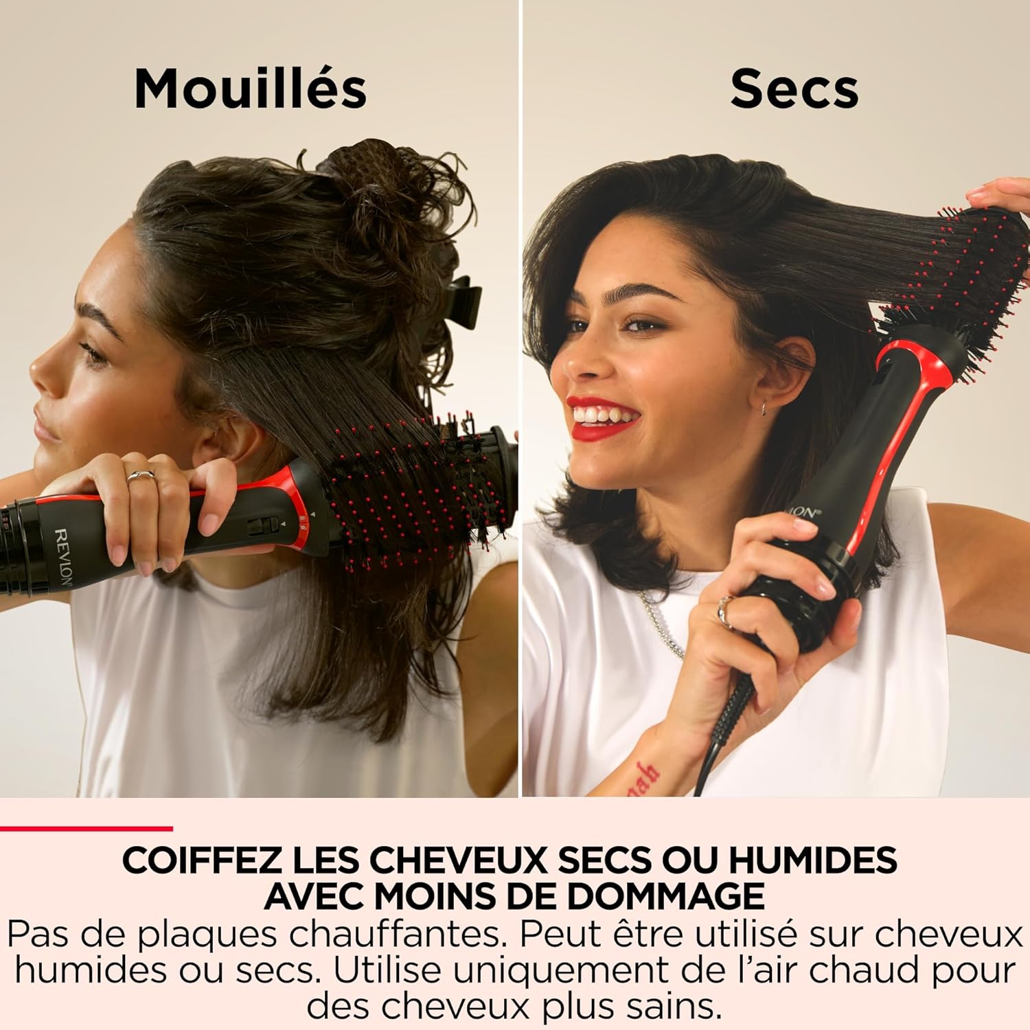 Revlon - One-Step Volumiser Plus - tête amovible - céramique/titane, picots mixtes, technologie ionique RVDR5298E